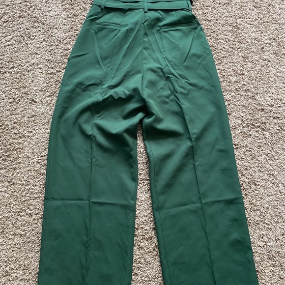 Lioness Gigi Baggy Pant Moss Paperbag Wide Leg Green Trousers Size Small - Picture 6 of 9